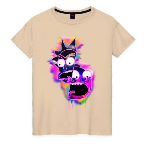 Футболка женская ВсеМайки Rick and Morty glitch бежевая 4XL в SELA